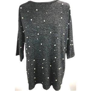 Chelsea & Theodore Top Black with Pearls Sz M NEW